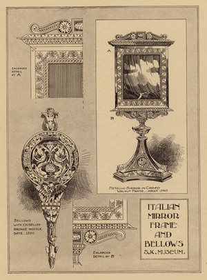 Italian mirror fram and bellows (litho)