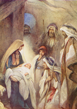 The Shepherd's visit (colour litho)