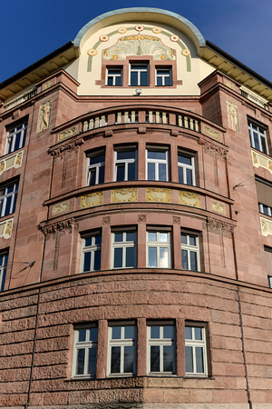 Facade, Office and commercial building, Art Nouveau, built around 1900, Nuremberg, ..., 2018 (photo)