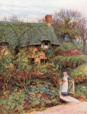 One of Lord Tennyson's Cottages, Farringford (colour litho)