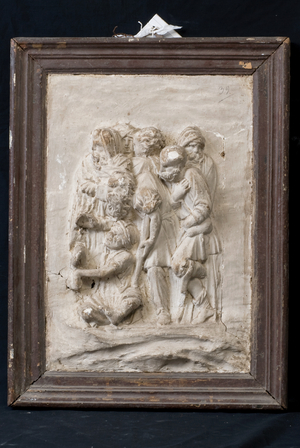 Miracle of the Apostles [group of cripples and poor people in the act of begging], c.1550-1599 (stucco)