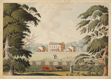 Belle Vue, the Seat Robert Reynolds, Esquire taken from the East (w/c with pen & ink on paper)