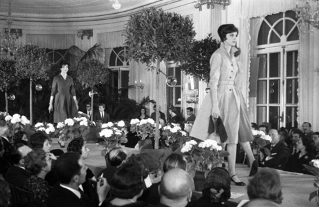 Naples, Italy, 1959, Rhodiatoce Fashion Show, one of the largest synthetic fiber industries, at Hotel Excelsior (b/w photo)