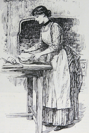 Housewife Wearing a Pinafore, 1887 (engraving)