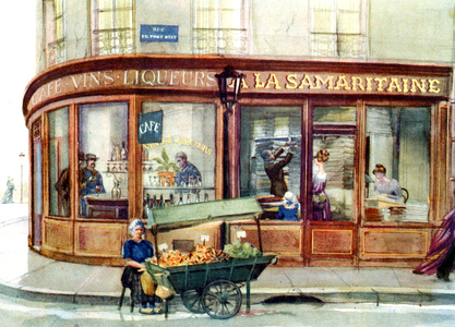 beginnings of the Samaritaine department store in Paris, 1870, illustration