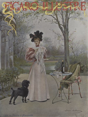 Gouter au Pavillon d'Armenonville (Tasting at  the Pavillon d'Armenonville). Cover of Le Figaro Illustre, May 1895 (colour litho)