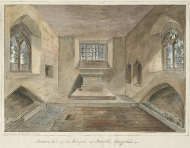 Interior of Statfold Chapel: water colour painting, nd [?mid 19th cent] (painting)