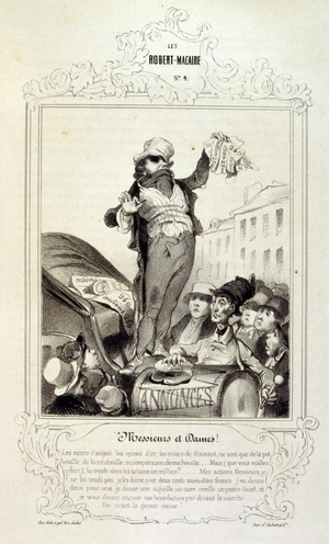 illustrations about ideas and legends Philipon under the title Les Cent and Robert Macaire, 1839 (engraving)