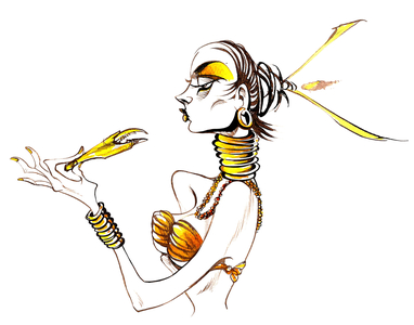 Model with lobster claw