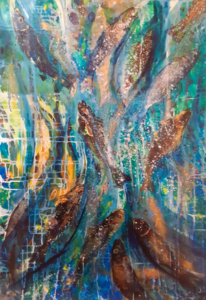 jungle falls, fish, 2019 (oil on canvas)