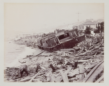 Storm Damage, Kobe, 1890s (b/w photo)