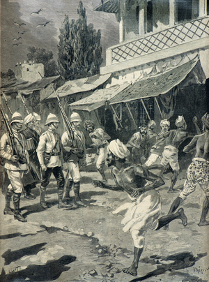 Insurrection in the city of Bombay in 1898 (Engraving)