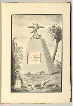 The buildings and statues show the taste, style and knowledge in the arts of the nation that commissioned them, c.1821 (graphite & ink on paper)