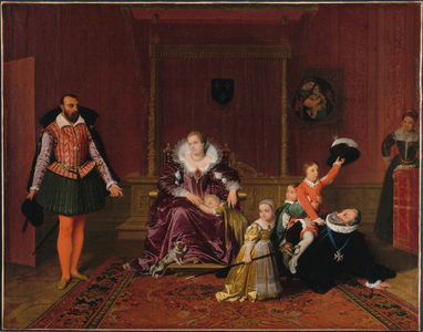 Henri IV playing with his children as the Spanish ambassador is admitted into his presence, 1817 (oil on canvas)