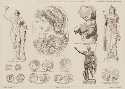 Antique Sculpture from the death of Alexander the Great to Constantine, Coins and Gems (engraving)