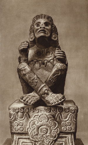 Mexico: Xochipilli con mascara, Museo nacional (b/w photo)