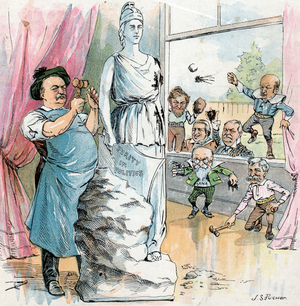 President Cleveland sculpting a statue, 1894