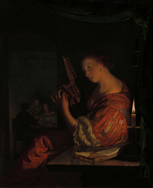 Woman tuning a lute, 1665 (oil on panel)