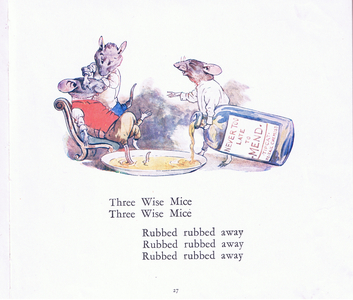 Three wise mice, three wise mice,  (colour litho)