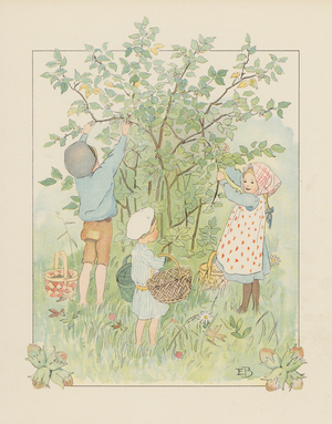 Illustration for Blondchen in Bluten (colour litho)