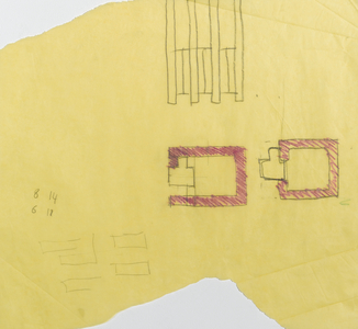Untitled, undated (black pencil and colored pencils on tissue paper)