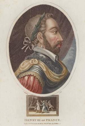 King Henry III of France (coloured engraving)