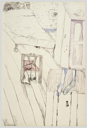 Bedroom with Stolen Socks, 1940 (ink on paper)
