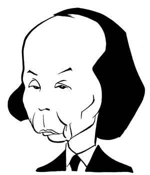 Toru Takemitsu- Caricature by John Minnion Japanese composer, 1930 - 1996
