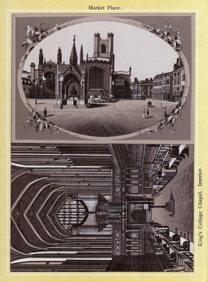 Cambridge: Market Place, King's College Chapel, Interior (litho)