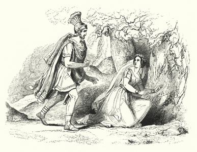 Illustration for the opera Norma, by Bellini (engraving)