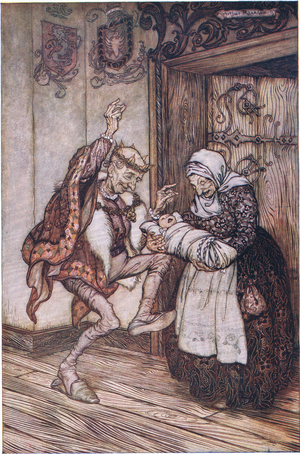 The king could not contain himself for joy (colour litho)