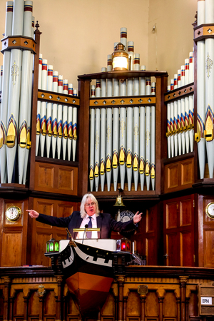 Minister preaching in Sinclair Seamen's Presbyterian Church, Belfast, Northern Ireland,  Ulster, U.K. (photo)