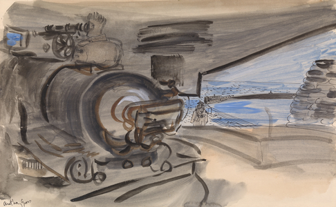 The Breech Of A Coastal Defence Gun, 1941 (ink, wash)