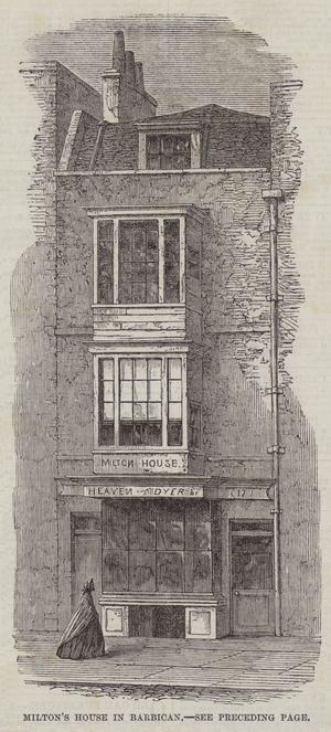 Milton's House in Barbican (engraving)