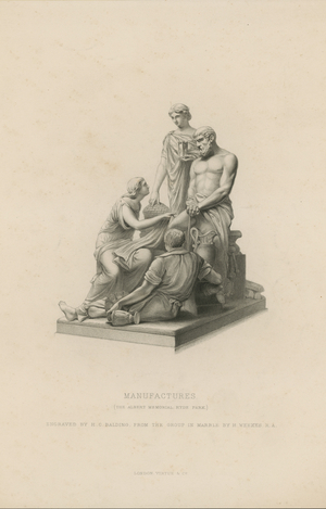 Statue depicting Manufactures which adorns the Albert Memorial (engraving)