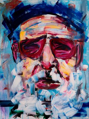 Rabbi Ovadia Yosef, 2018, (acrylic on canvas)