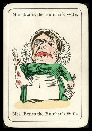 Happy Families: Mrs Bones the Butcher's Wife (colour litho)