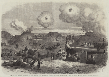 The War in America, Interior of Fort Fisher, near Wilmington, during the Second Bombardment (engraving)