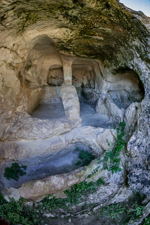 View of the Greek theatre, Palazzolo Acreide, The archaeological site of Akrai, Sicily, Italy (photo)