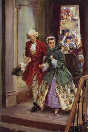 "She put herself under the protection of a young nobleman" (colour litho)