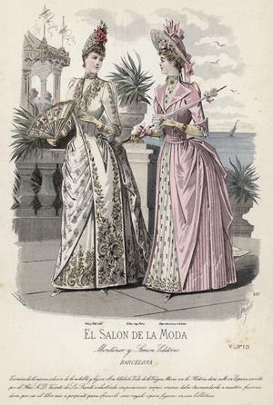 French fashion plate, late 19th century (coloured engraving)