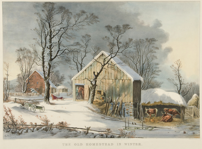 The Old Homestead in Winter, 1864 (colour lithograph)

