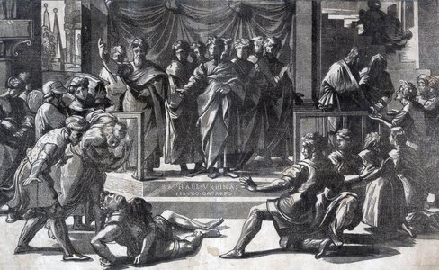 The death of Ananias by Ugo de Carpi, 1480-1532, artist.