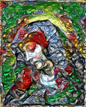 The Lady of the Craushed Soda Cans, 2022, (ai/digital)