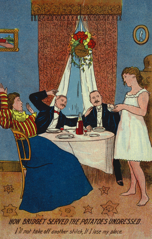 How Bridget served the potatoes undressed (colour litho)