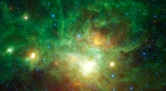 This image from NASA's WISE highlights several star-forming regions. Gum 22, Gum 23, IRAS 09002-4732, Bran 226, and finally Gum 25.