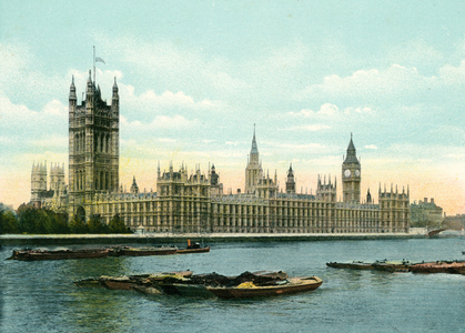 London: The Houses of Parliament (coloured photo)