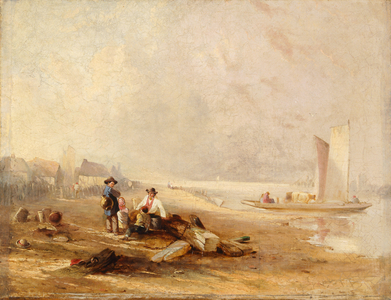 A river shore, 19th century (oil on canvas)