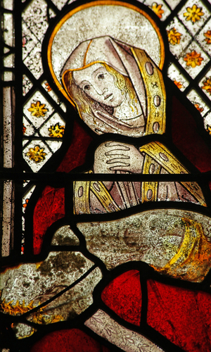 Window n3 depicting the Pieta (stained glass)