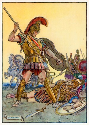 "Clasp not my Knees, Vile Dog!" (colour litho)